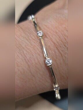 DIAMOND CZ TENNIS BRACELET 925 STERLING SILVER 7.5 IN